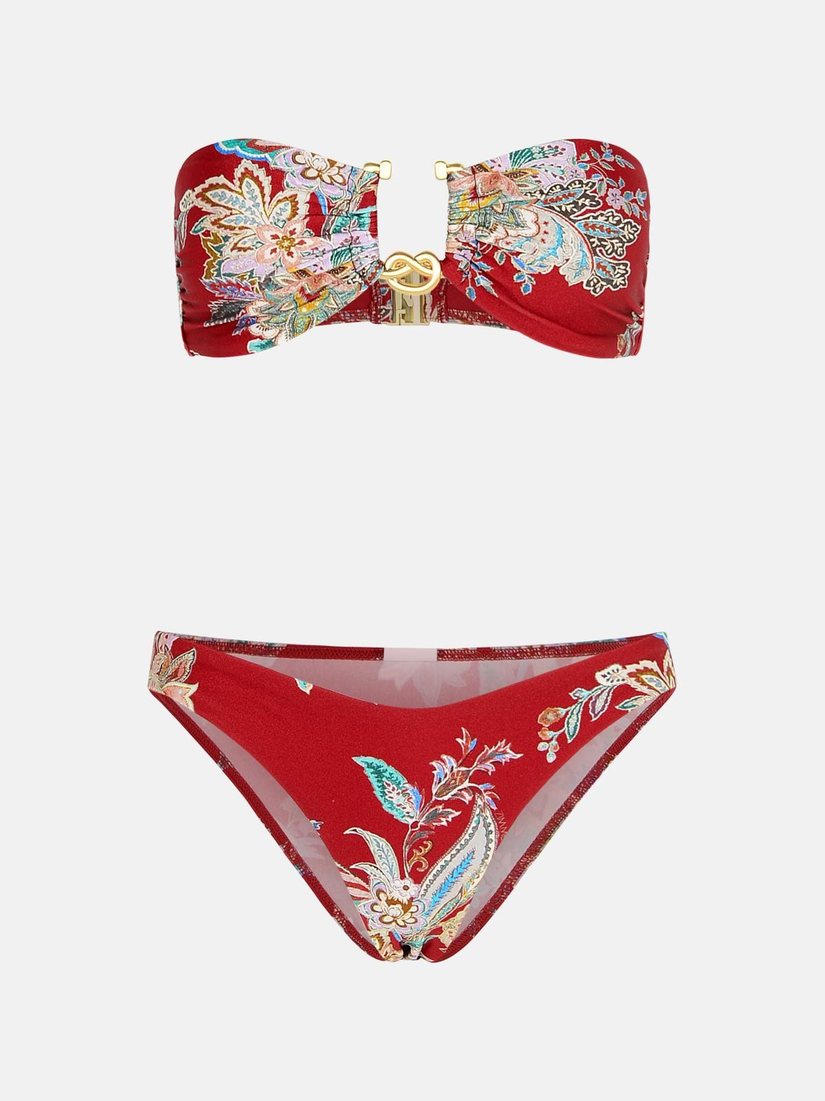 'RIHANNON' RED POLYAMIDE BLEND BIKINI - 1