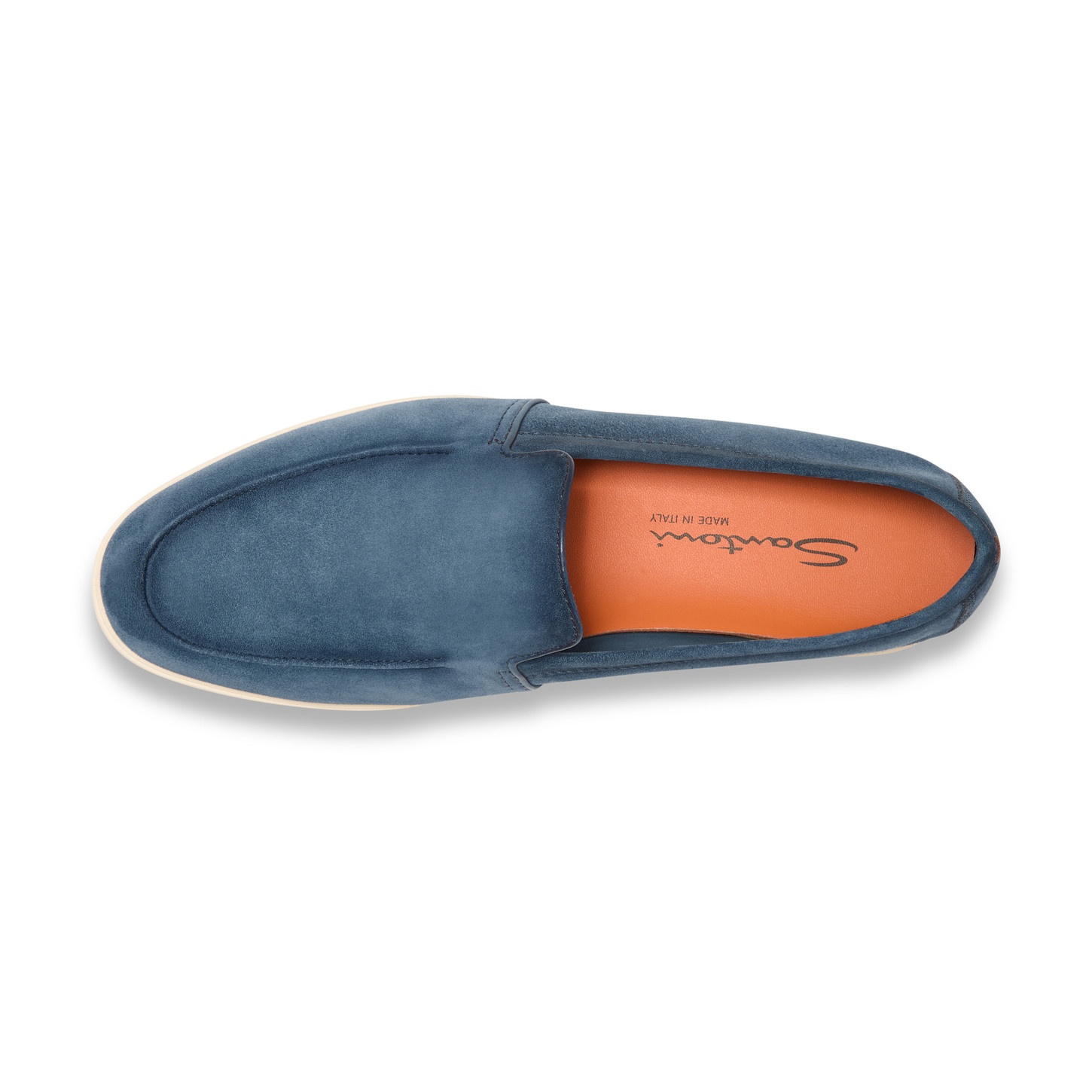 Men's denim blue suede loafer - 4