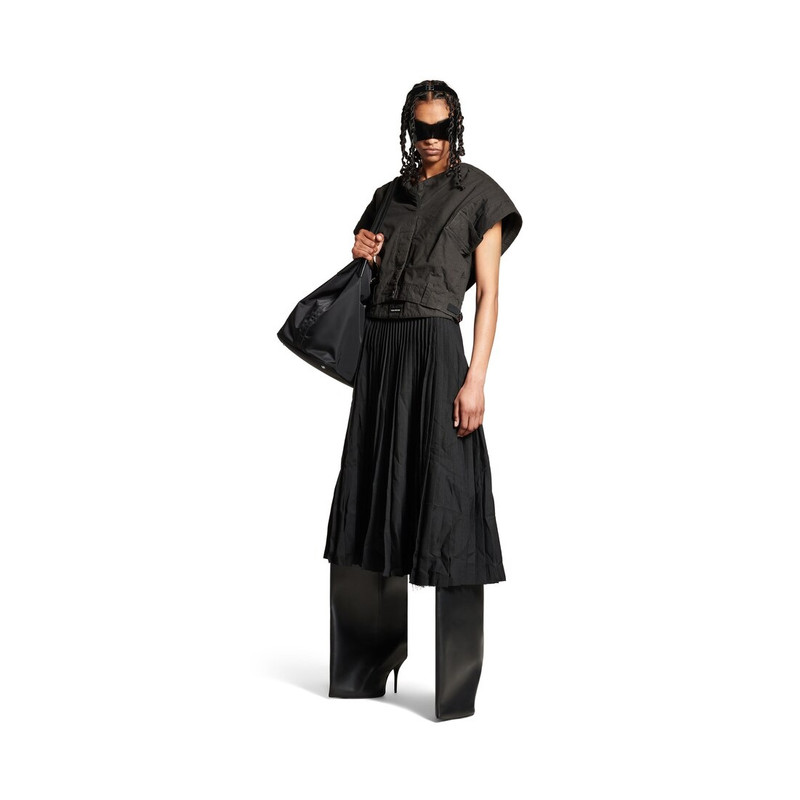 BALENCIAGA Women's Creased Pleated Skirt in Black outlook