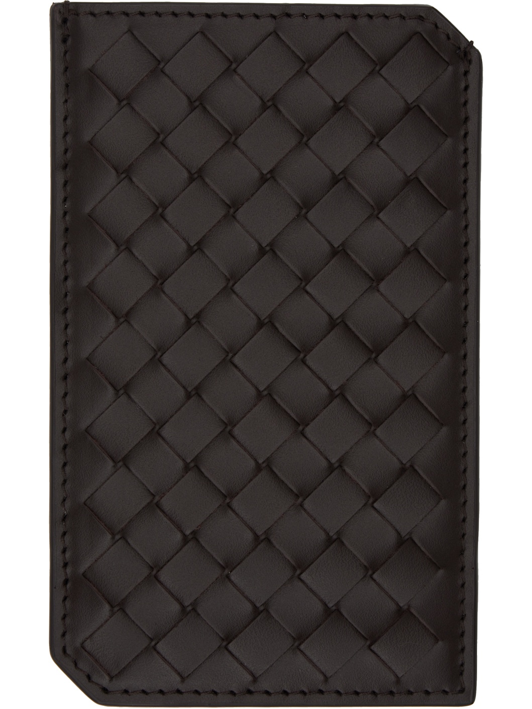 Brown Intrecciato Piccolo Vertical Card Holder - 2