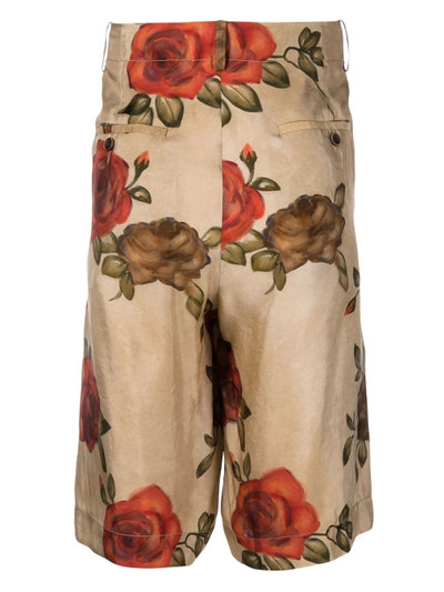 UMA WANG floral-print knee-length shorts outlook