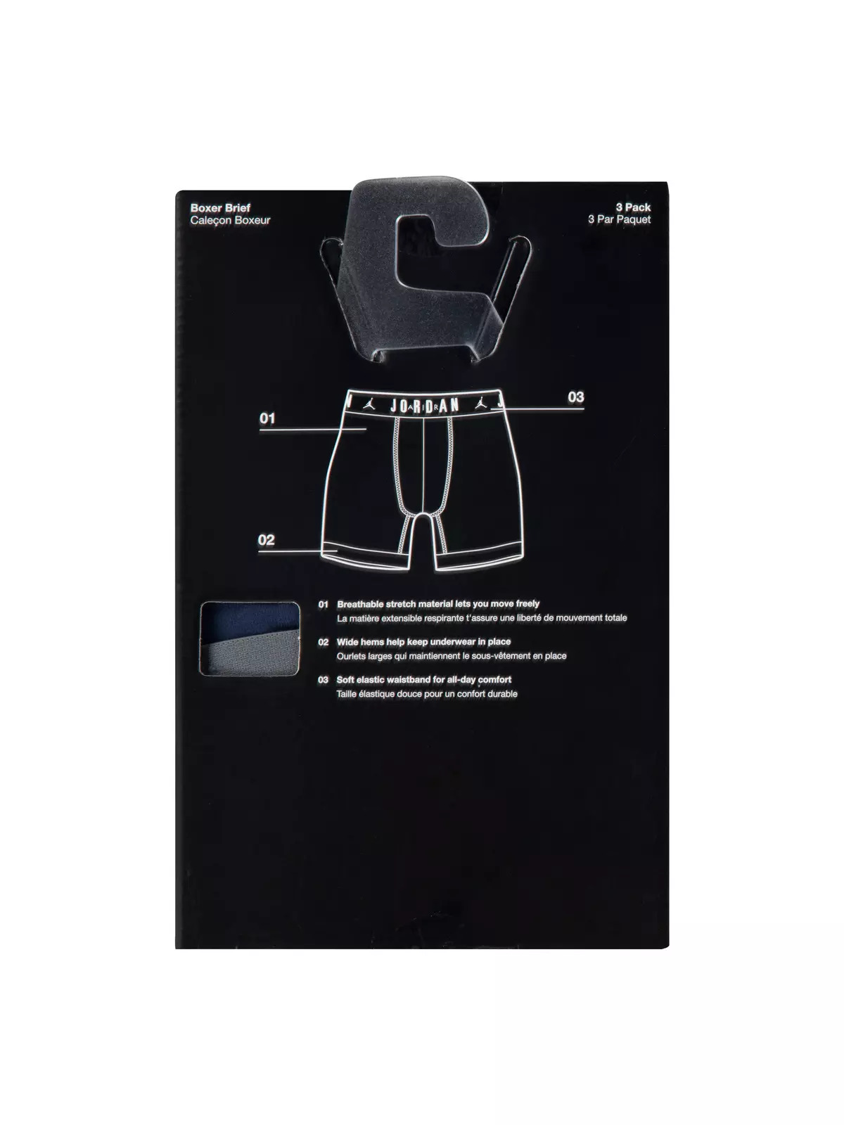 Men's Flight Cotton Core 3-Pack Boxer Brief -Blue/Black/Grey - 10