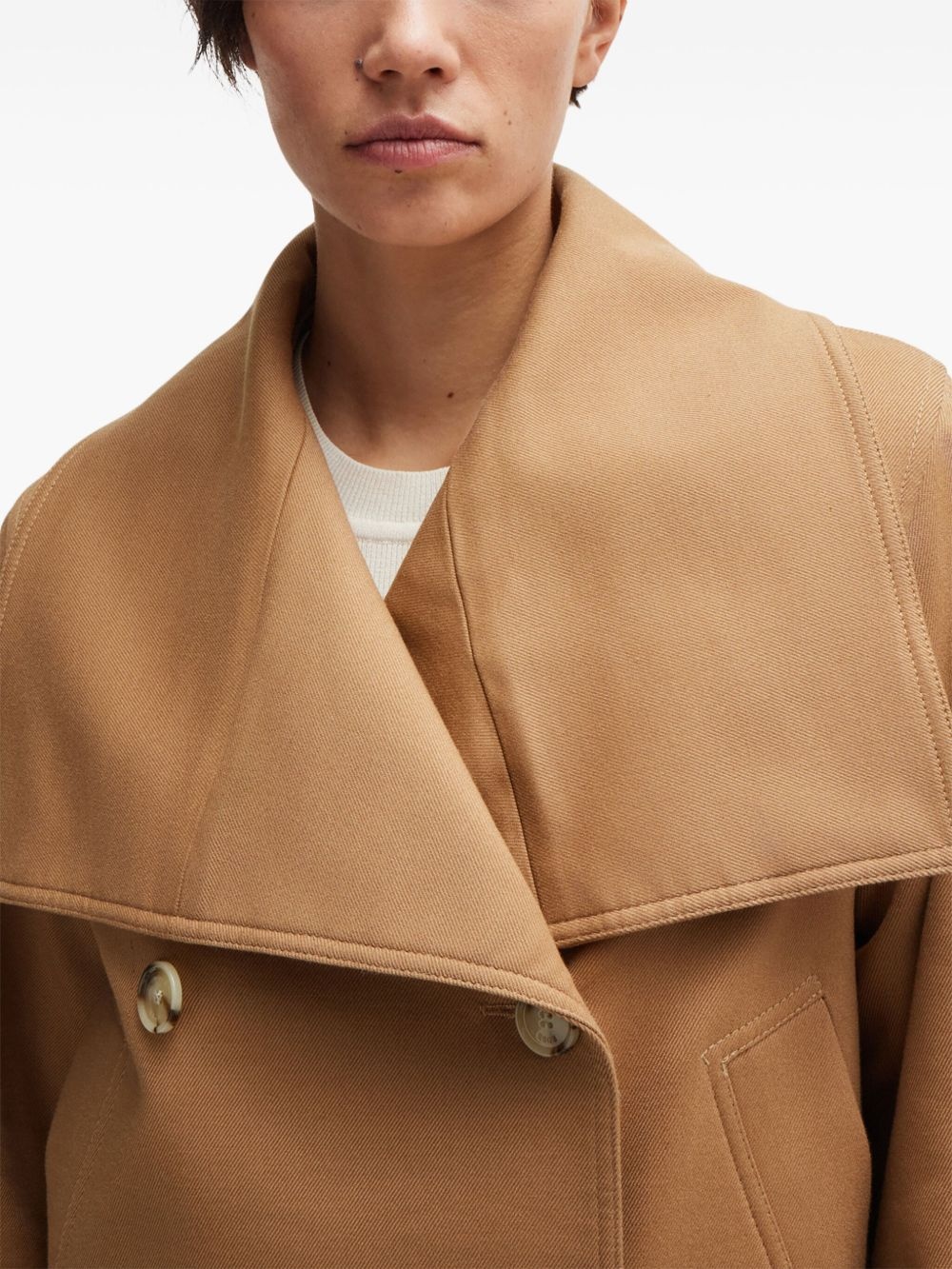 draped-collar cropped jacket - 6