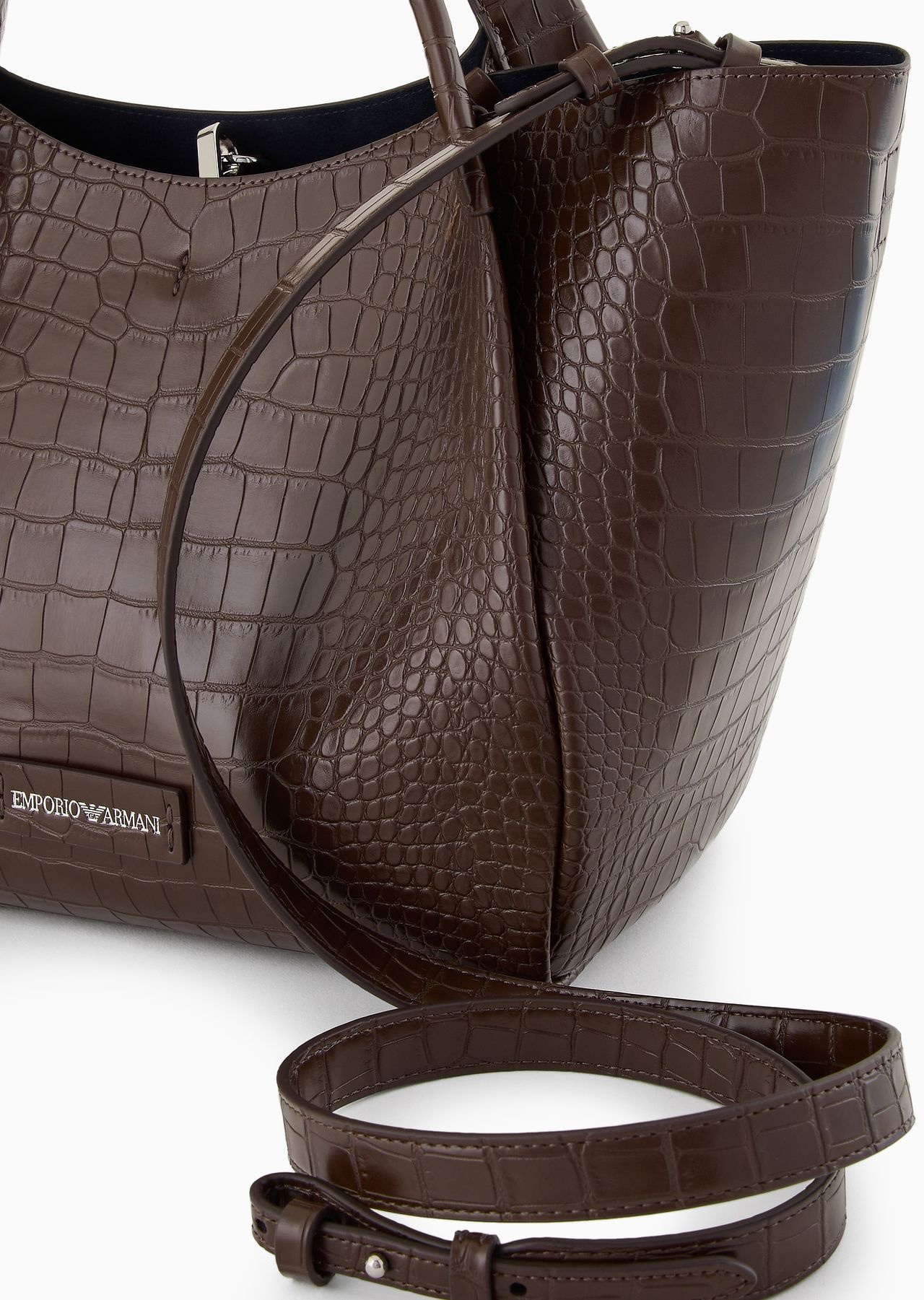 Shopper bag with mock-croc finish and logo charm - 5