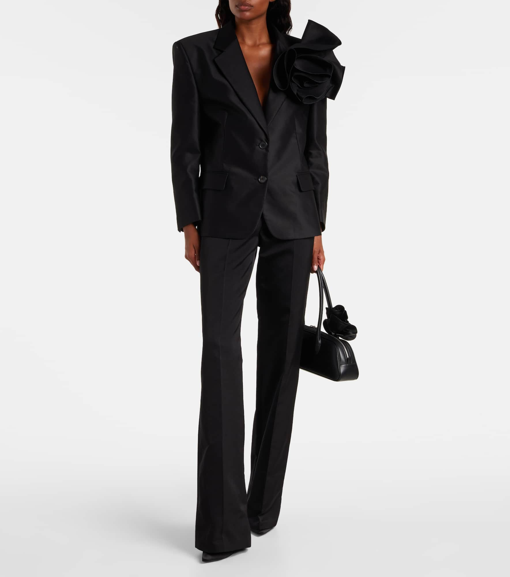Floral-appliqué cotton blazer - 2