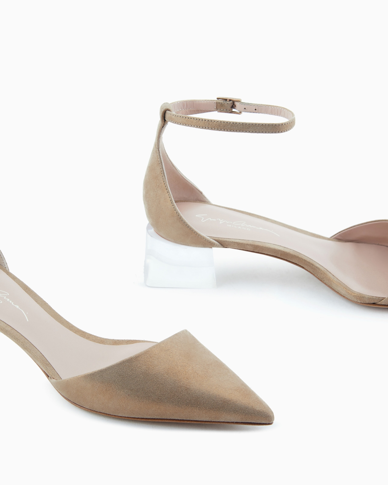 Laminated suede d'Orsay court shoes - 5