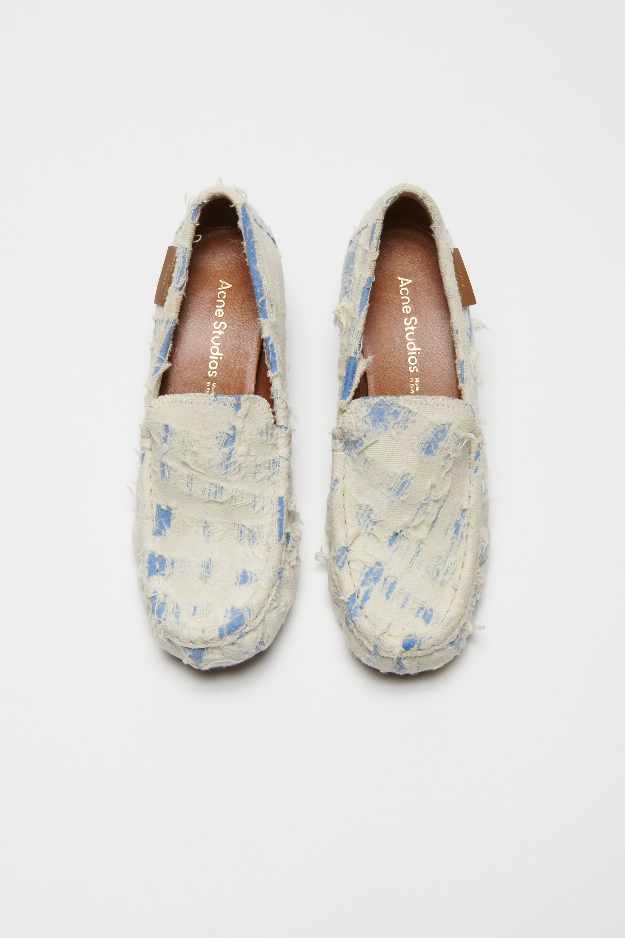 Distressed eather heel loafers - Blue/white - 3