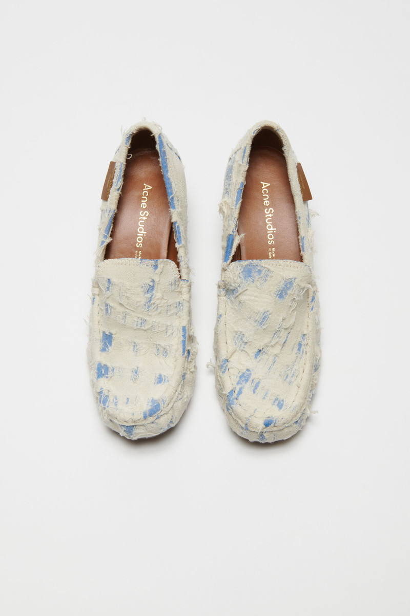 Distressed eather heel loafers - Blue/white 3