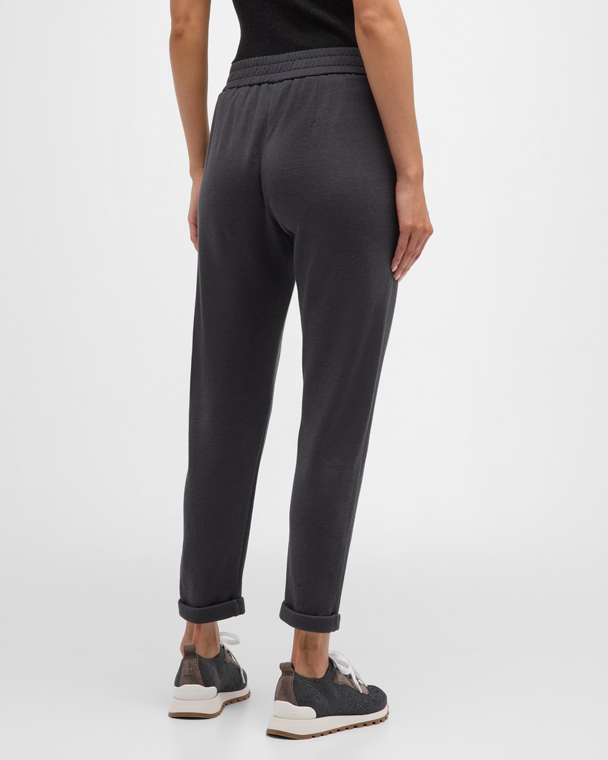 パンツ Brunello Cucinelli Cotton-Silk Blend Joggers With Adjustable Brunello Cucinelli COTTON SILK BLEND JOGGERS | tizianafausti