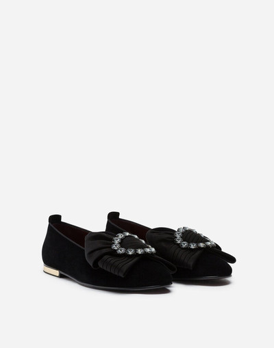 Dolce & Gabbana Velvet slippers with bejeweled bow outlook