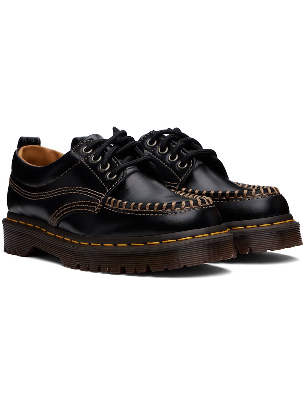 Black Lowell Leather Moc Toe Derbys - 4
