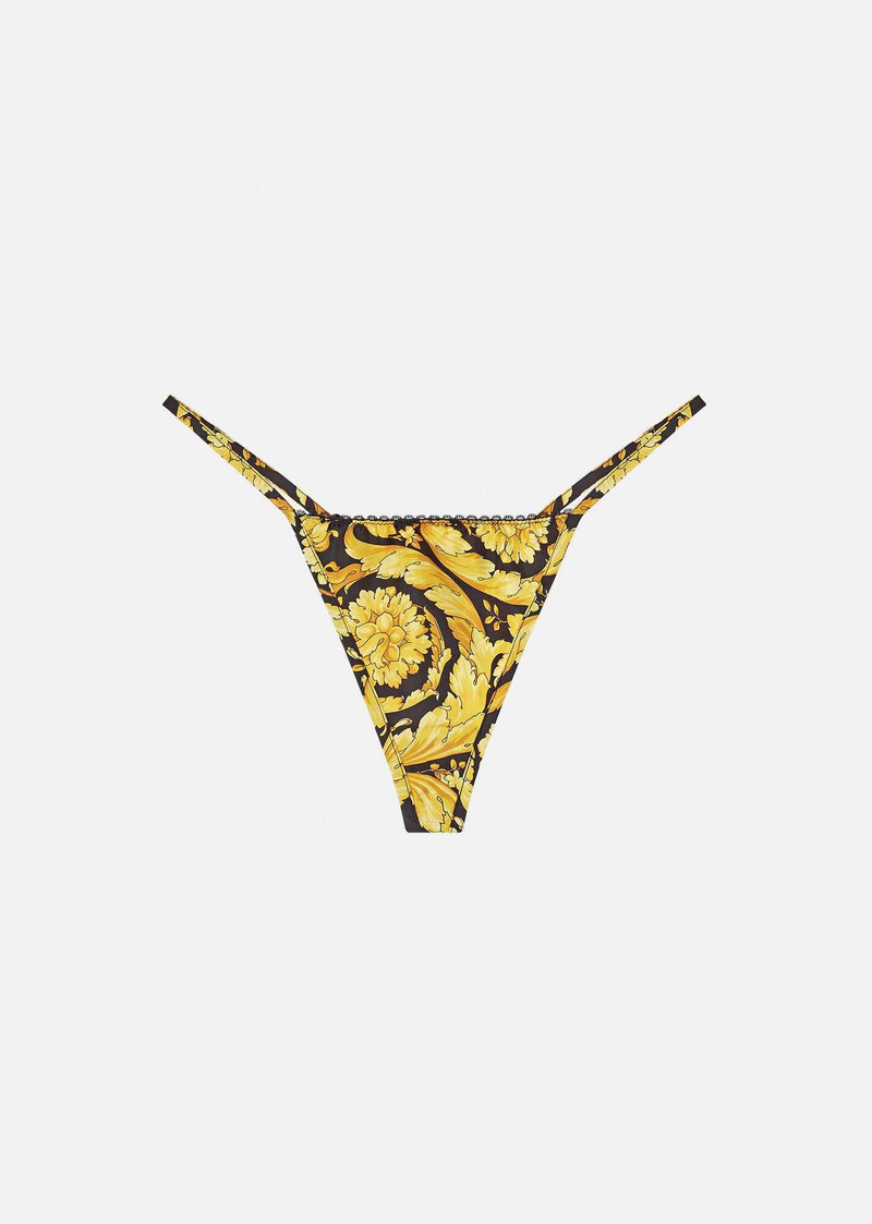 Barocco Print Silk Thong 1