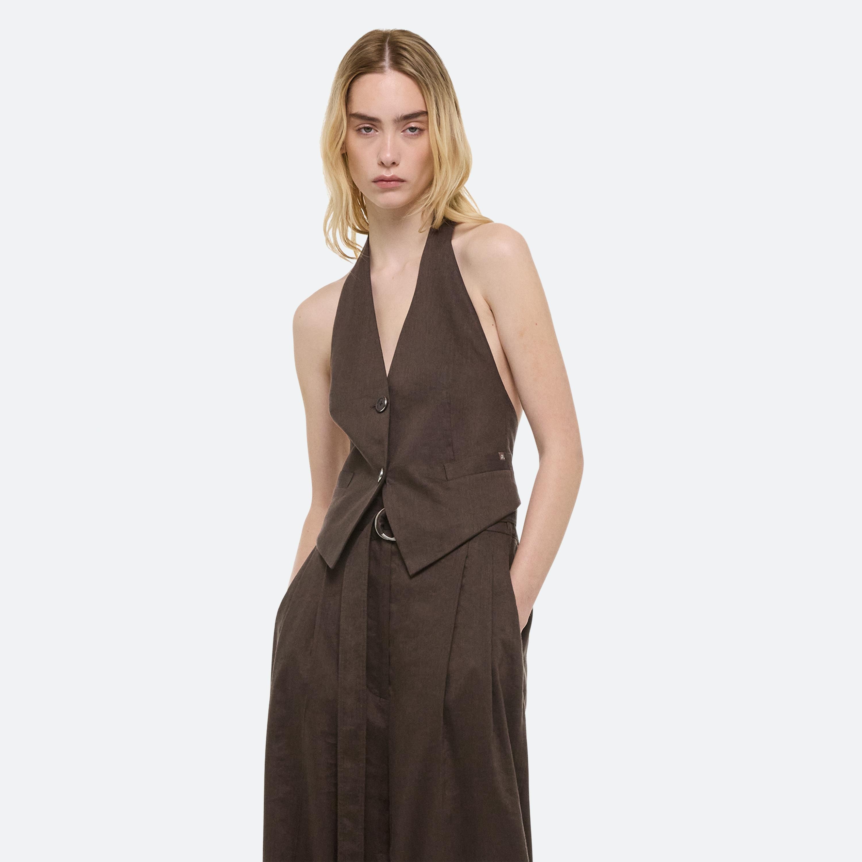 LINEN HALTER VEST - 8