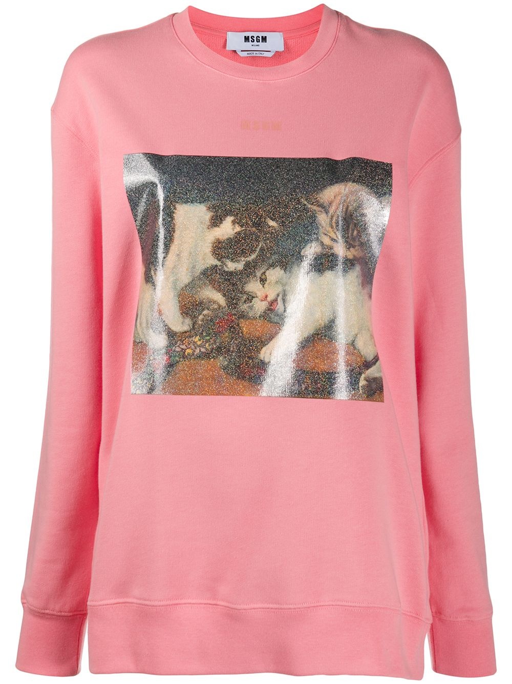 cat-print sweatshirt - 1