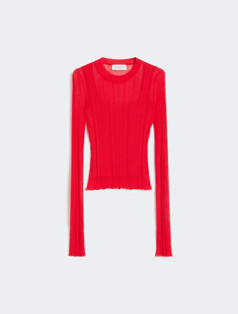 Trompe l'oeil viscose jumper - red - 1