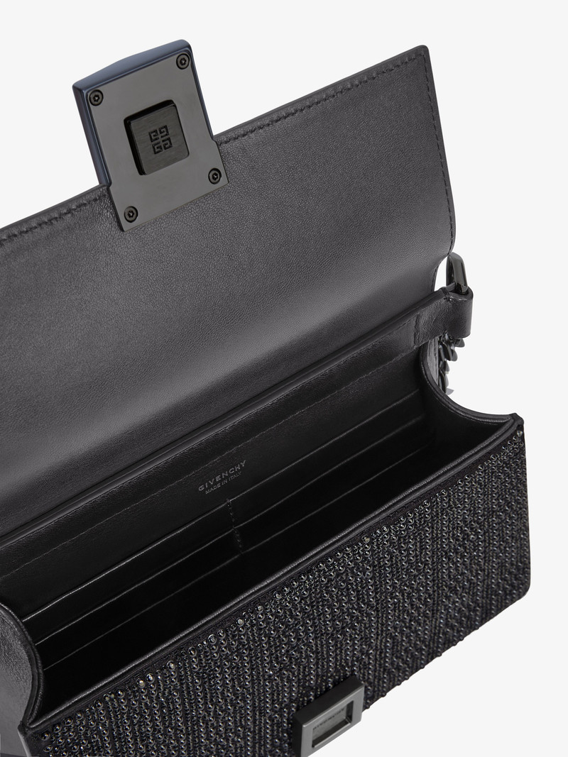 SMALL 4G BAG IN SATIN WITH 4G STUDS, STRASS AND CHAIN 5