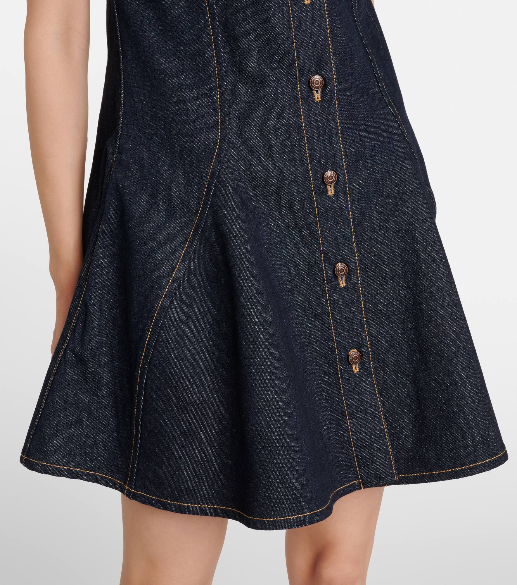 Puff-sleeve denim minidress - 5