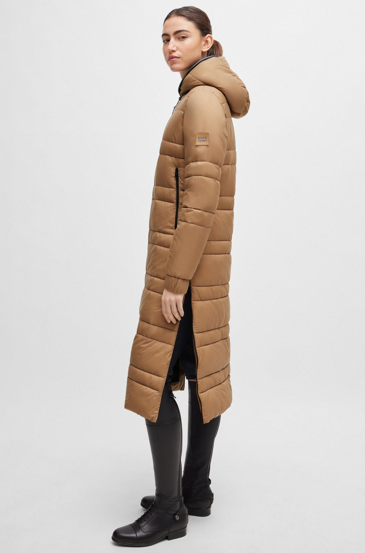 EQUESTRIAN LONG PUFFER JACKET WITH SIDE ZIPS - 6