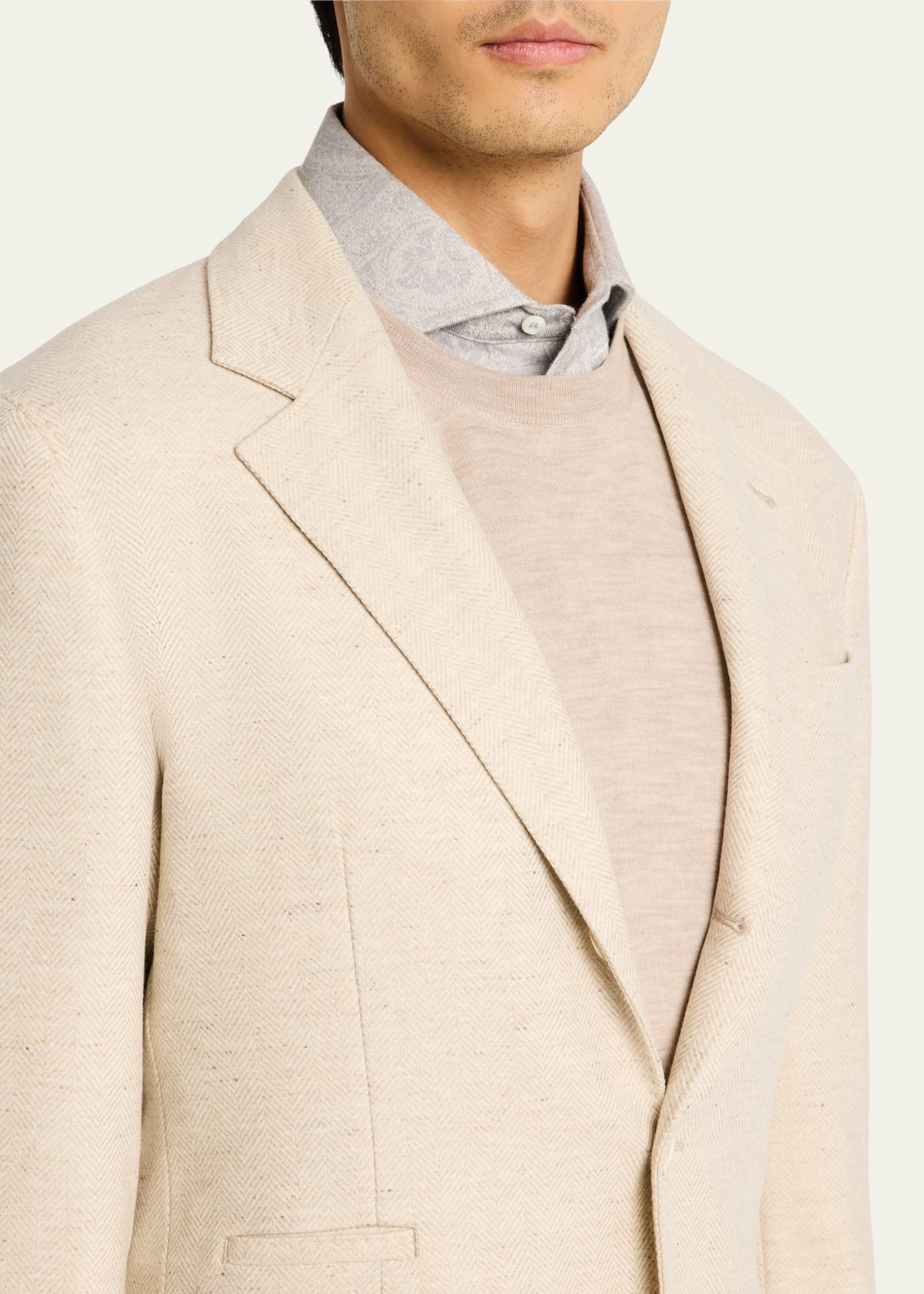 Men's Wool-Cashmere Herringbone Suit - 5