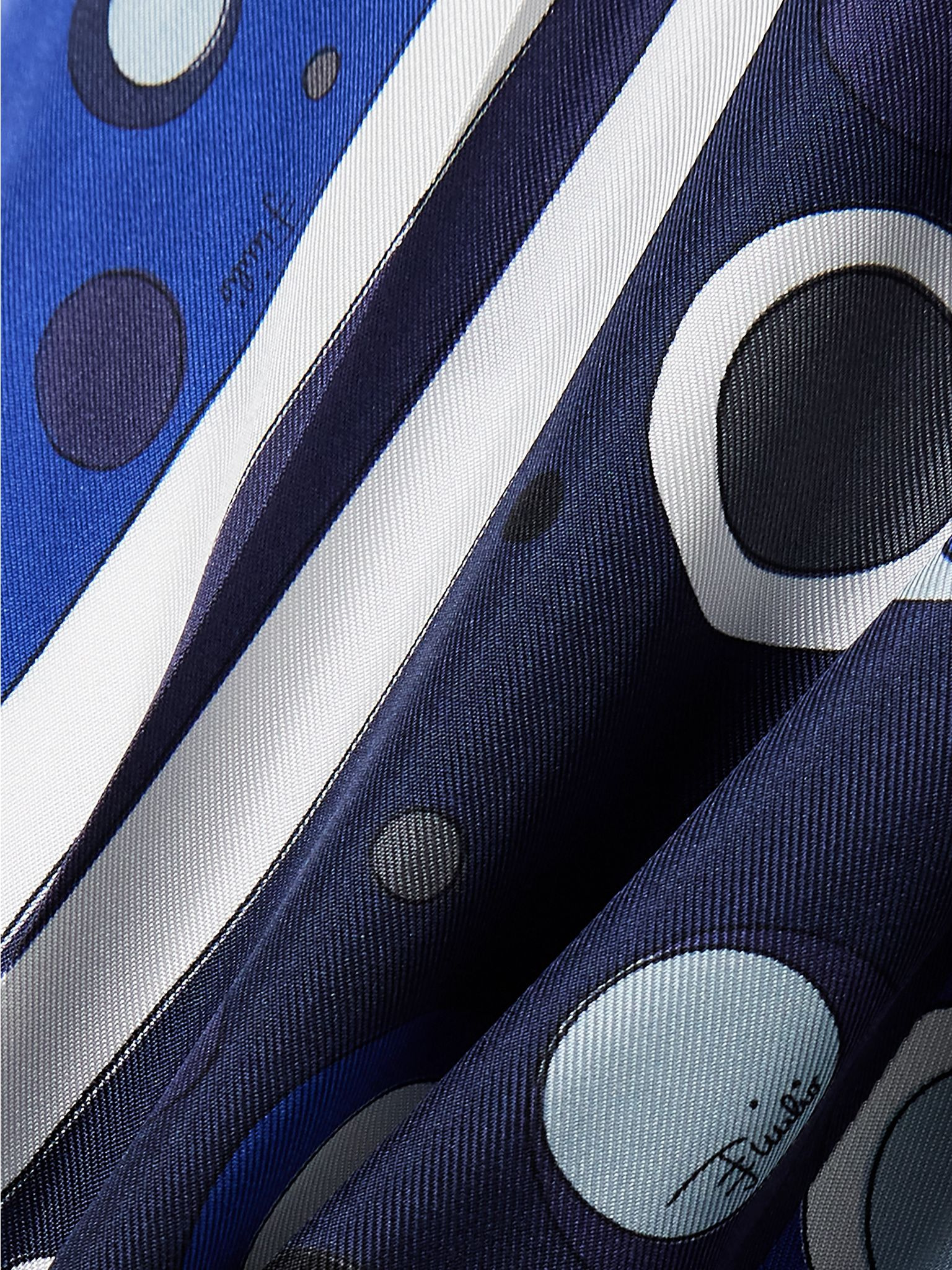 Printed silk-twill straight-leg pants Navy - 4