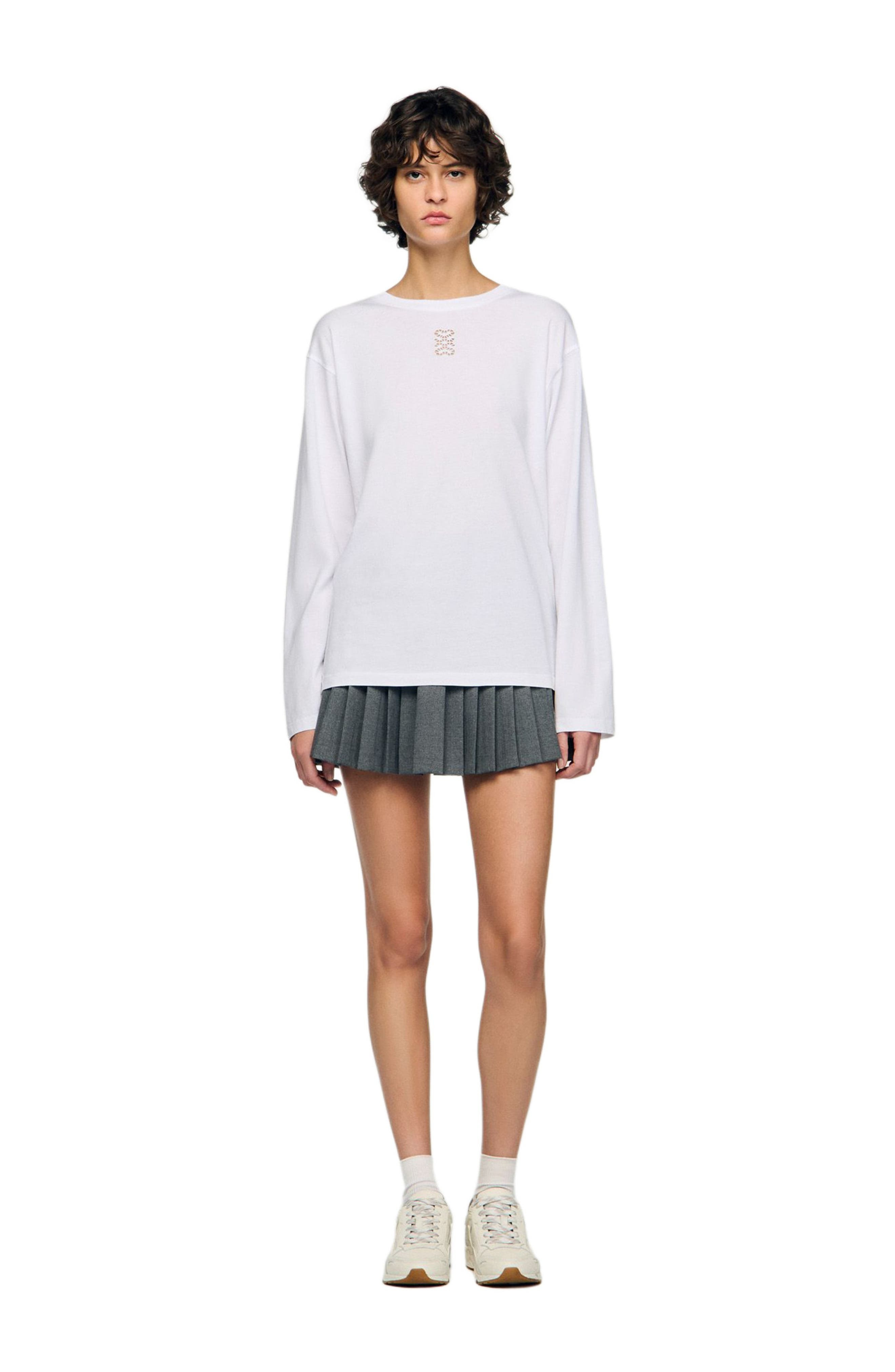 SANDRO T-shirt with embroidery in White at Nordstrom - 3