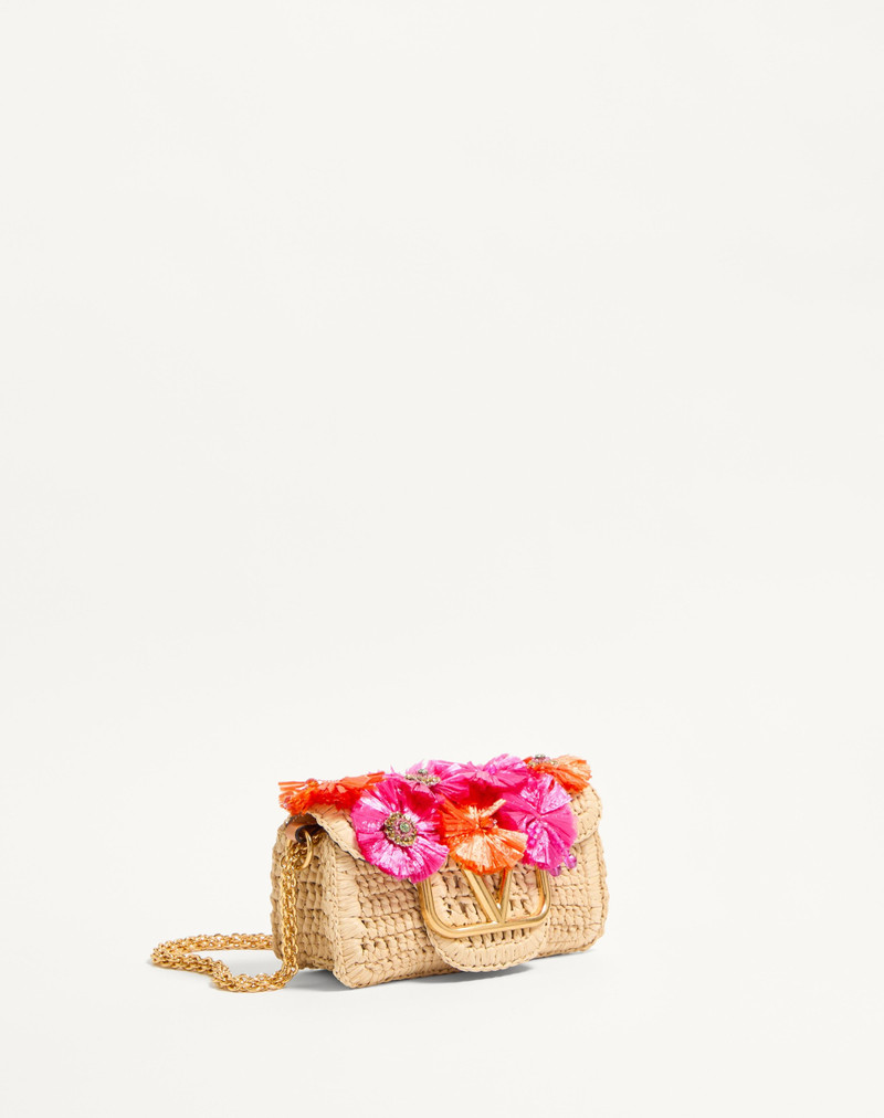 VALENTINO GARAVANI LOCÒ SMALL SHOULDER BAG IN WITH FLOWERS AND BEADS 3