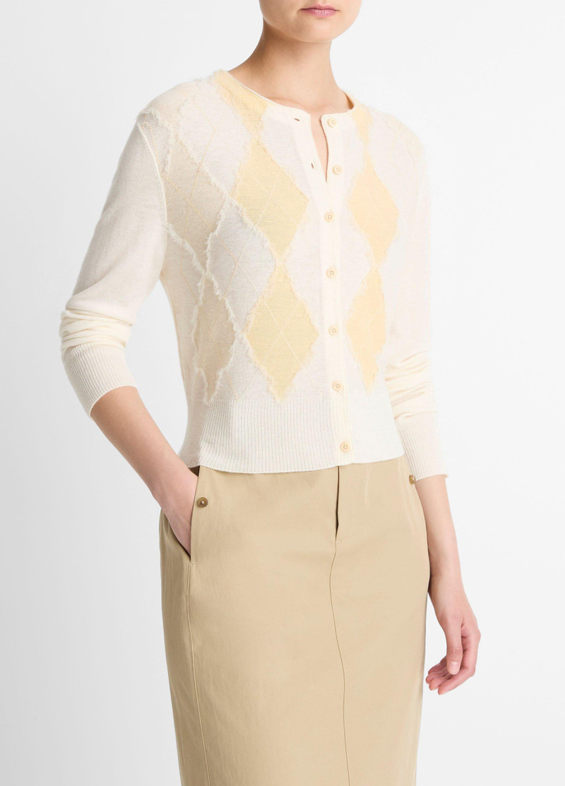 Hand-Cut Argyle Wool-Blend Cardigan 2