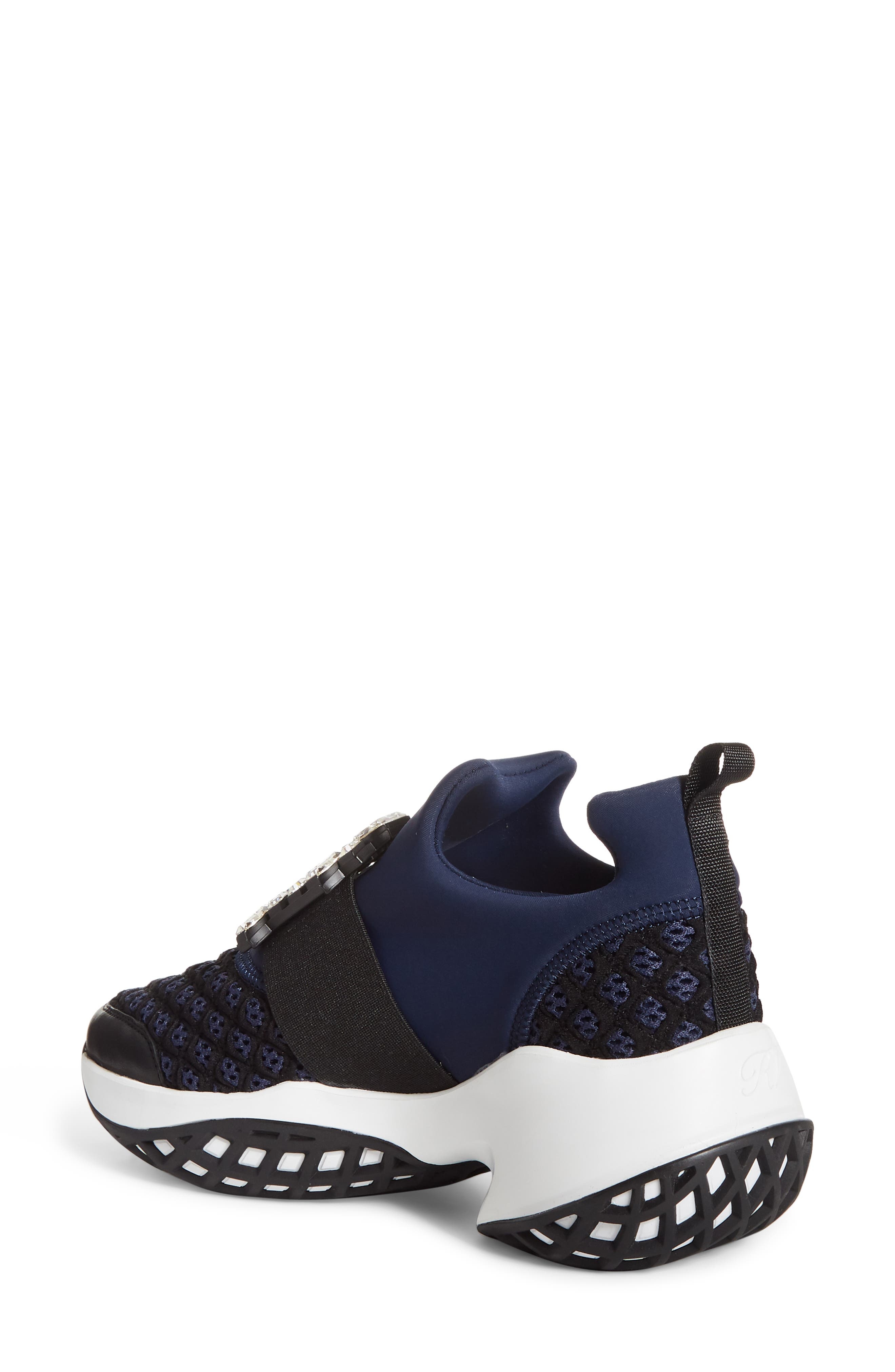 Roger Vivier Viv Crystal Buckle Slip-On Sneaker in Navy/Black at Nordstrom - 2