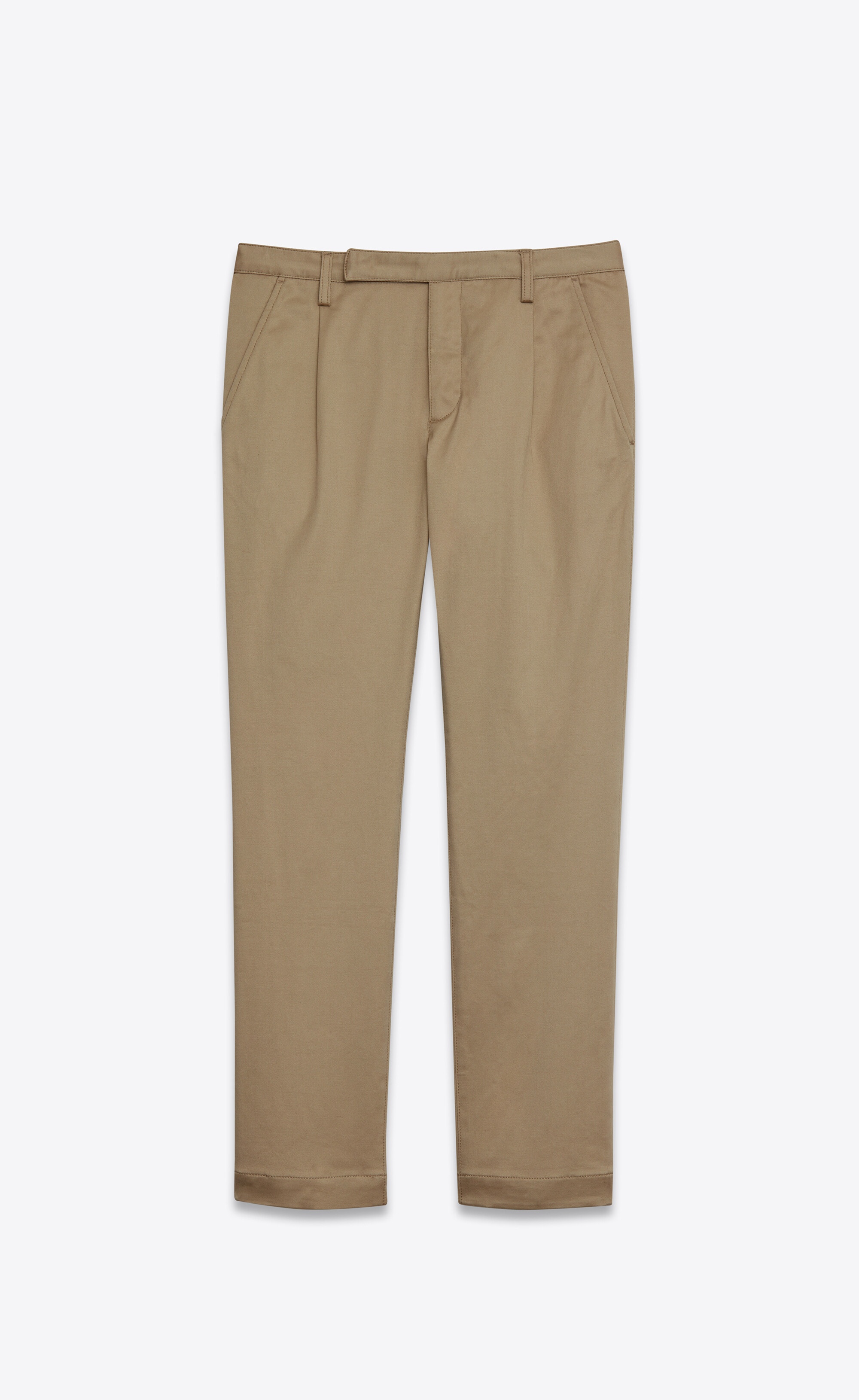 classic chino pants in raw beige cotton twill - 1