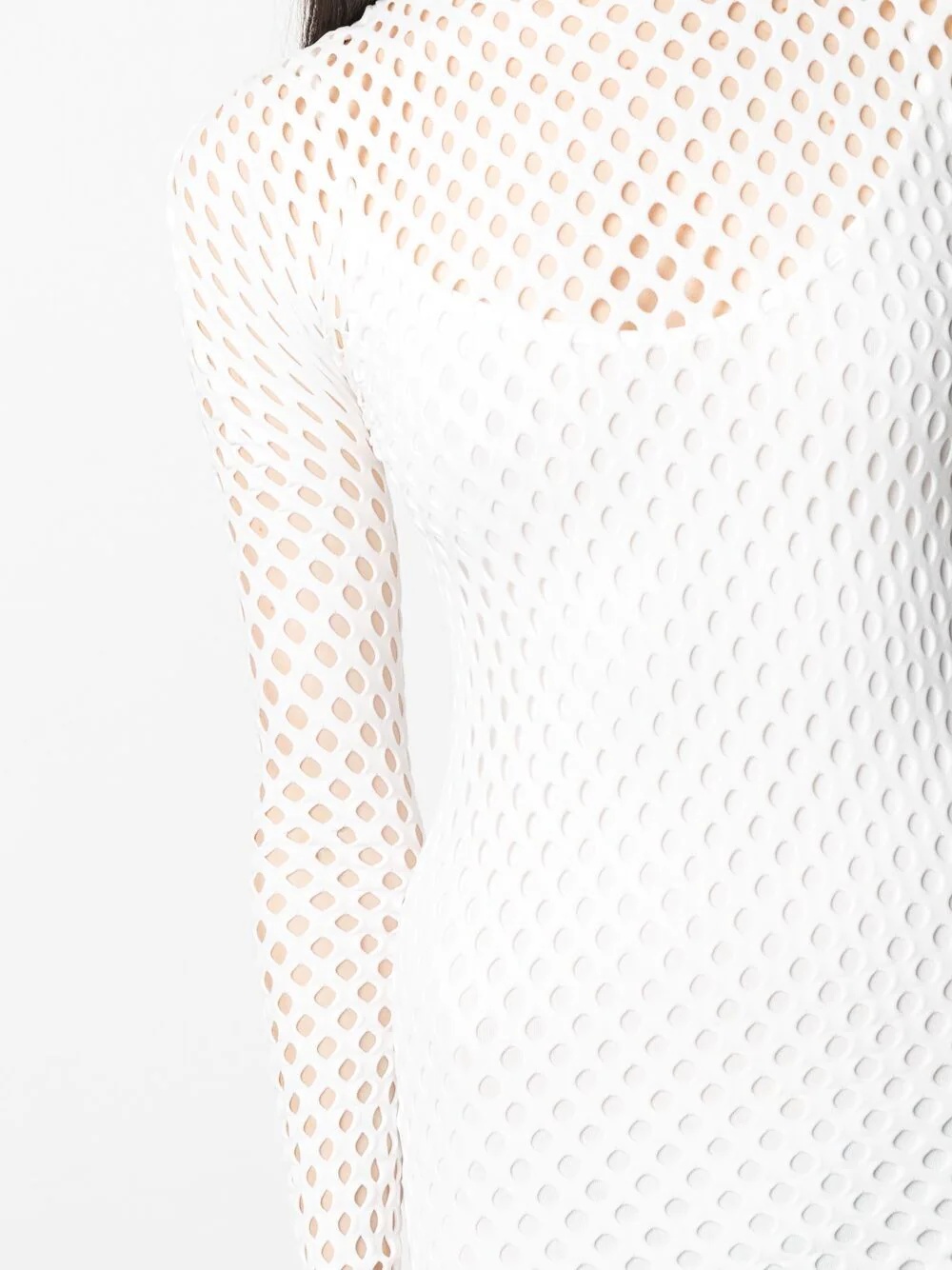 mesh-overlay long-sleeve minidress - 5