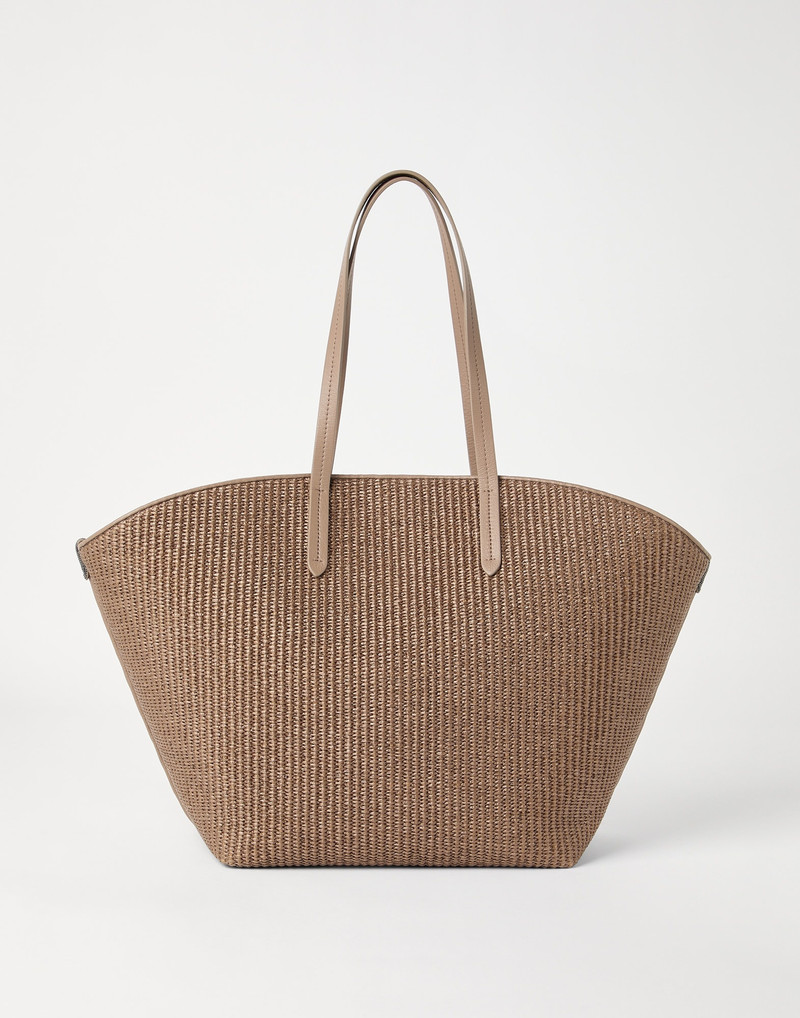 Pannier shopper in techno cotton raffia with monili 1
