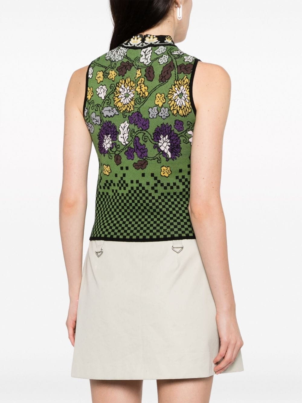 mock-neck floral intarsia-knit vest - 4