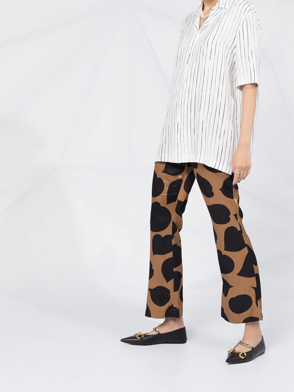 printed flared trousers - 6