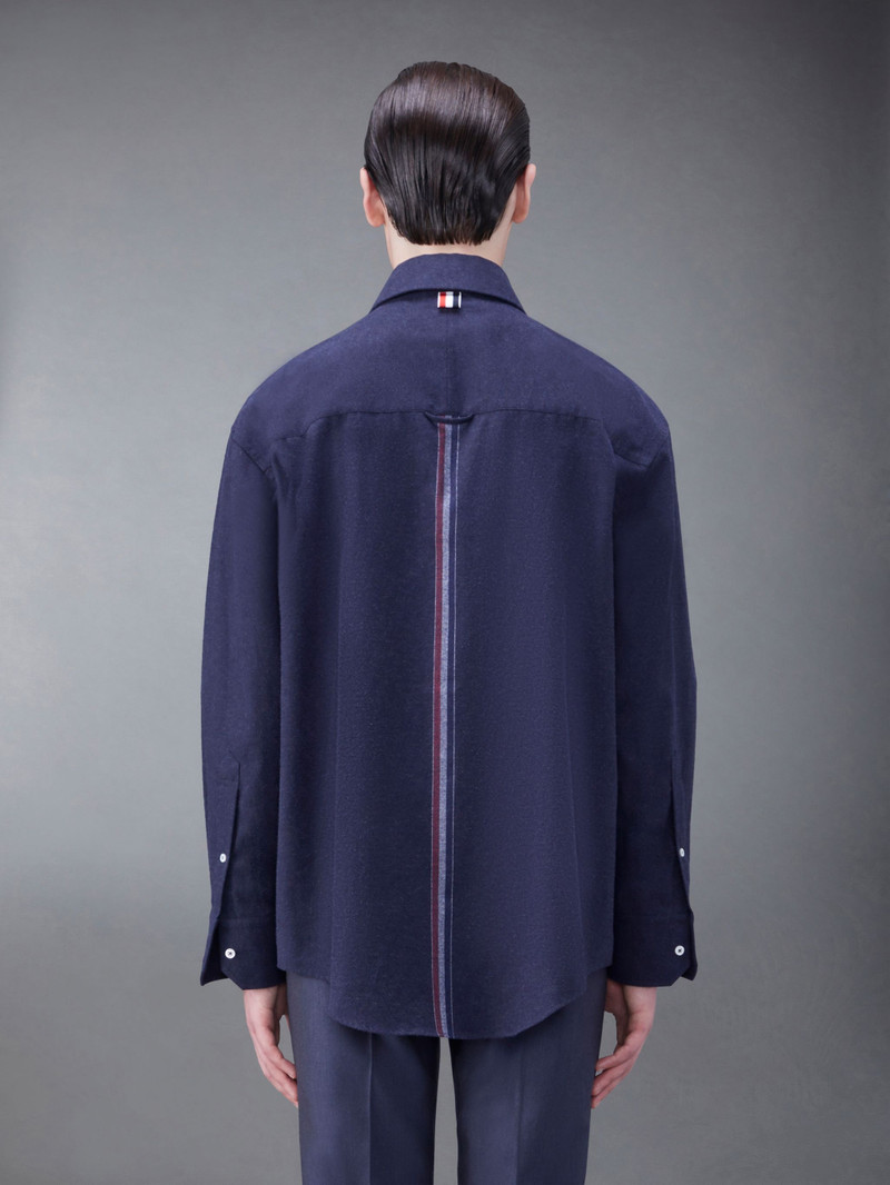 Thom Browne Cotton Flannel Back Stripe Oversized Shrit outlook