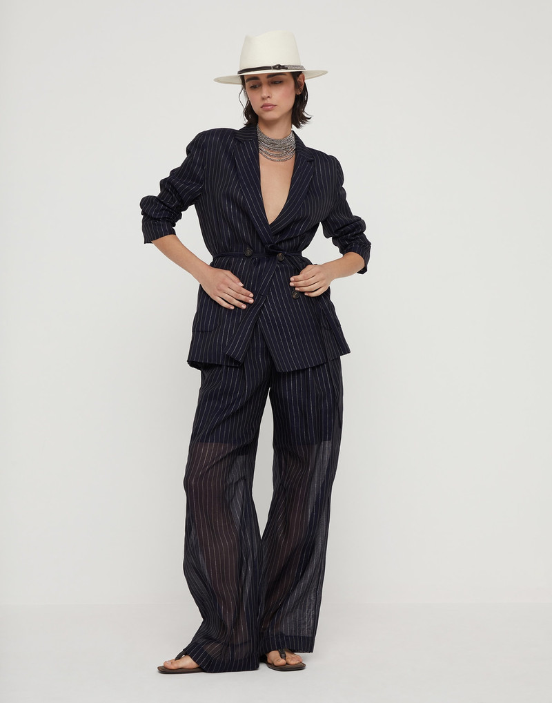 Cotton sparkling stripe gauze loose trousers 4