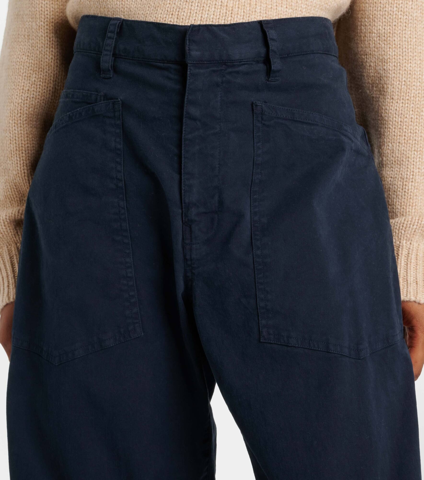 Shon cotton twill barrel-leg pants - 4