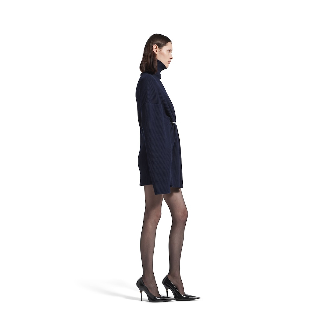 Women's Pinched Mini Dress in Navy - 3