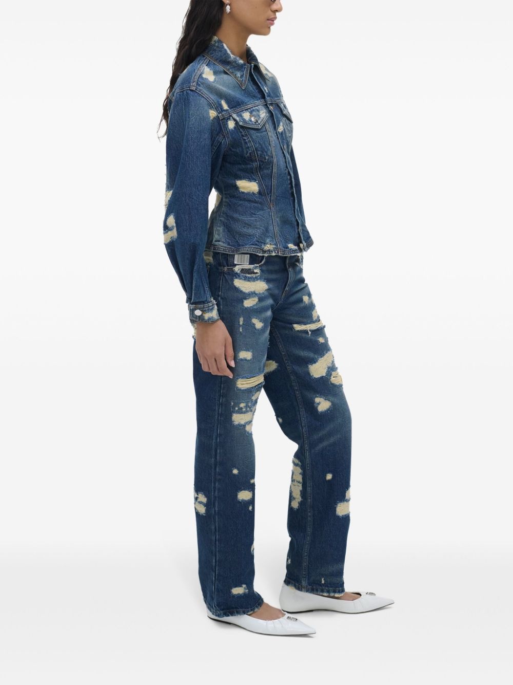 distressed denim jacket - 3