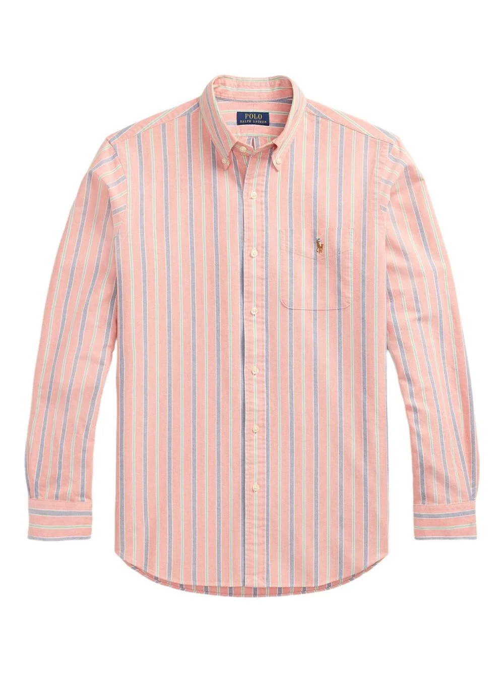 striped embroidered-logo shirt - 1