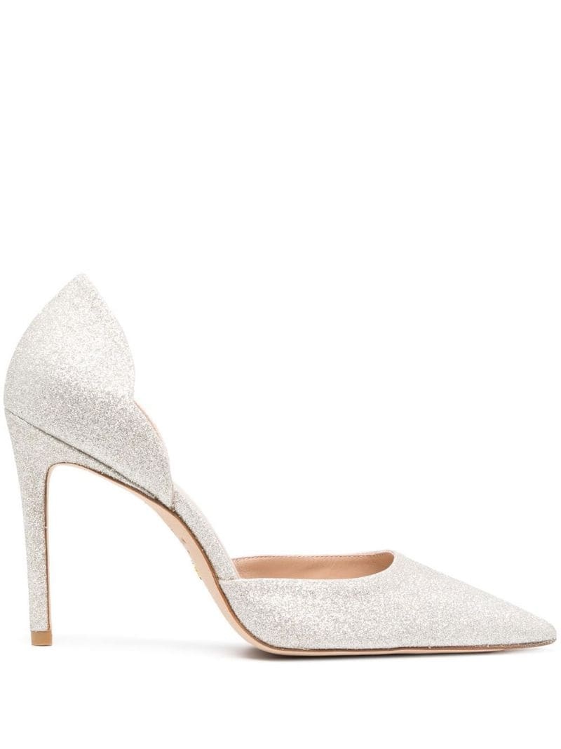 Scallop D'orsay 100mm glitter pumps - 1