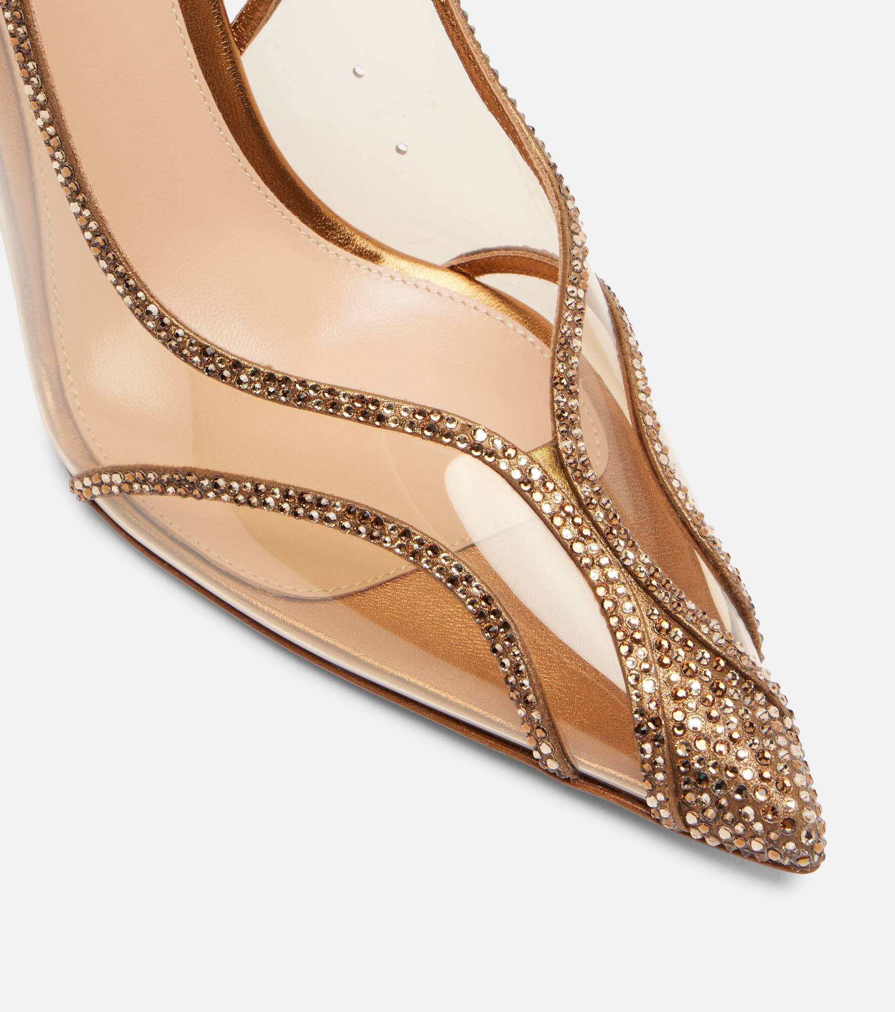 Diana 95 leather-trimmed PU slingback pumps - 5