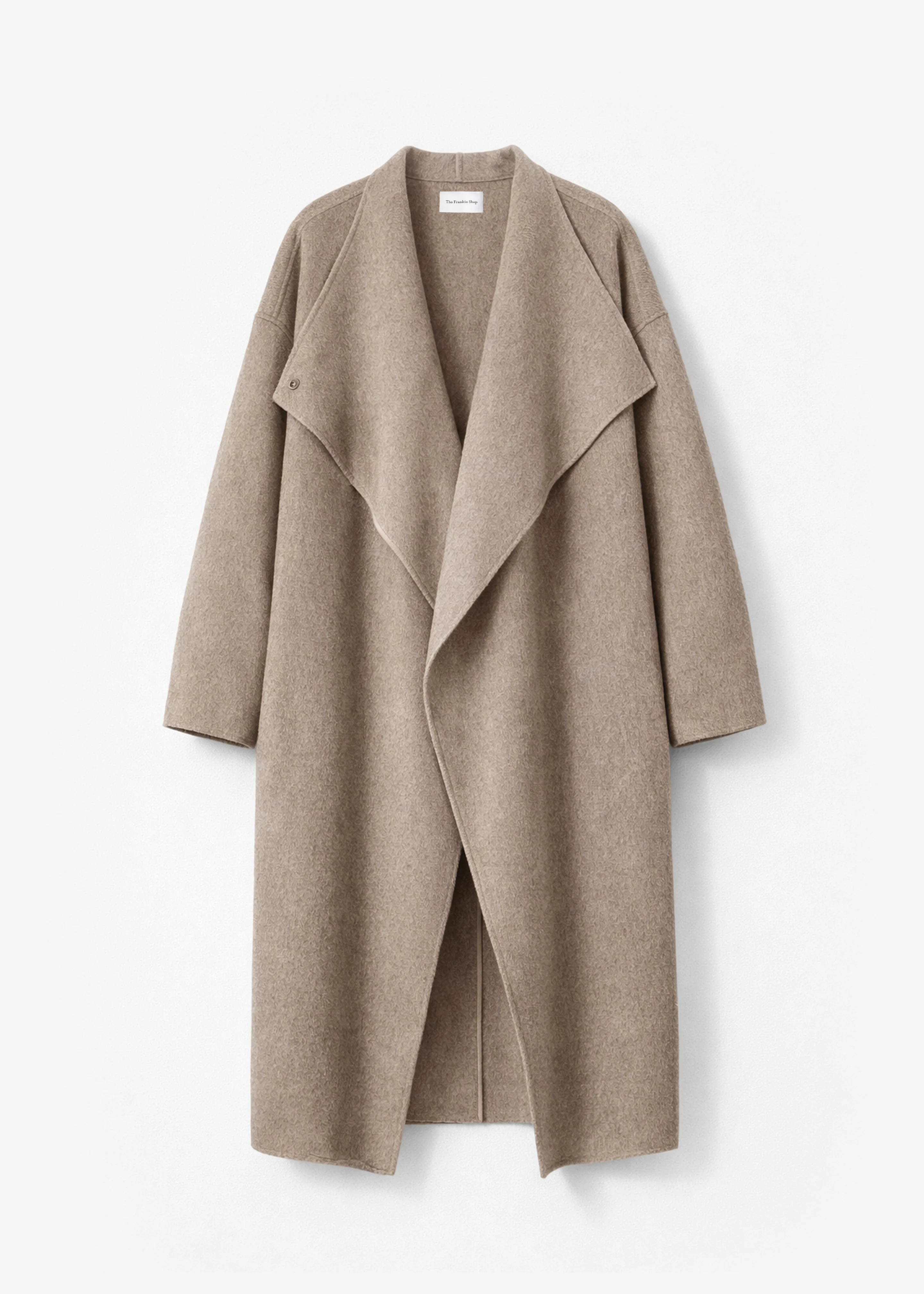 Leroy Funnel Neck Wool Coat - Taupe Melange - 1
