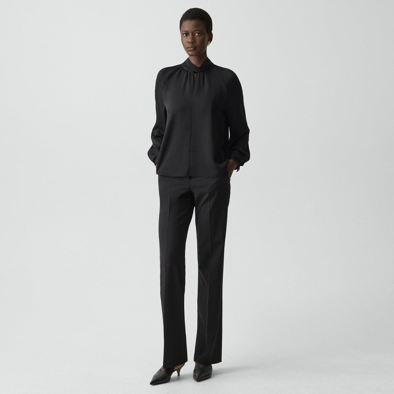 Theory Twist Neck Top in Silk Georgette outlook