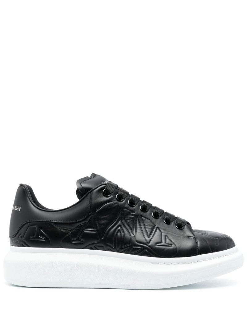 debossed logo leather trainers - 1