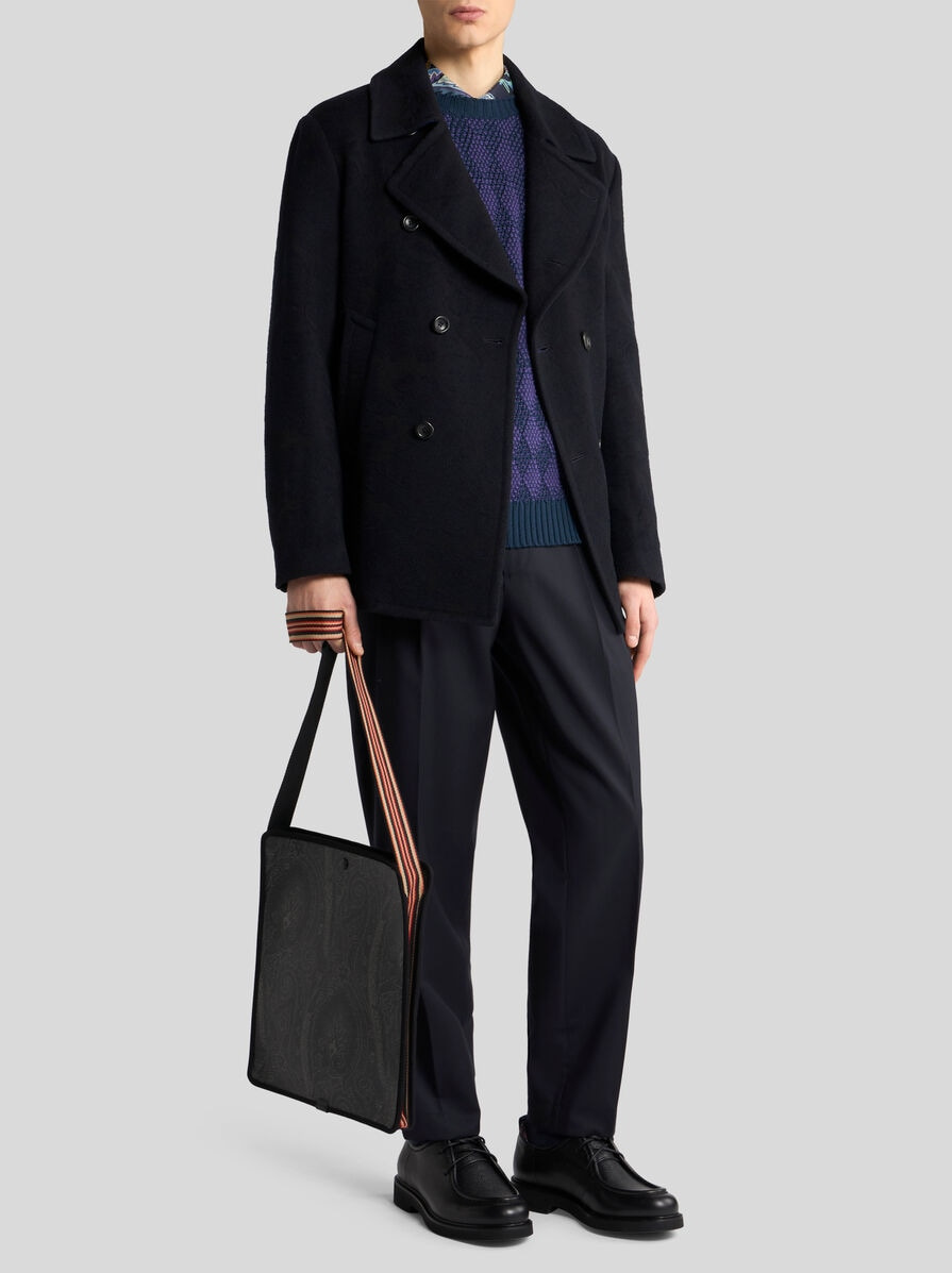 WOOL JACQUARD PEACOAT - 3