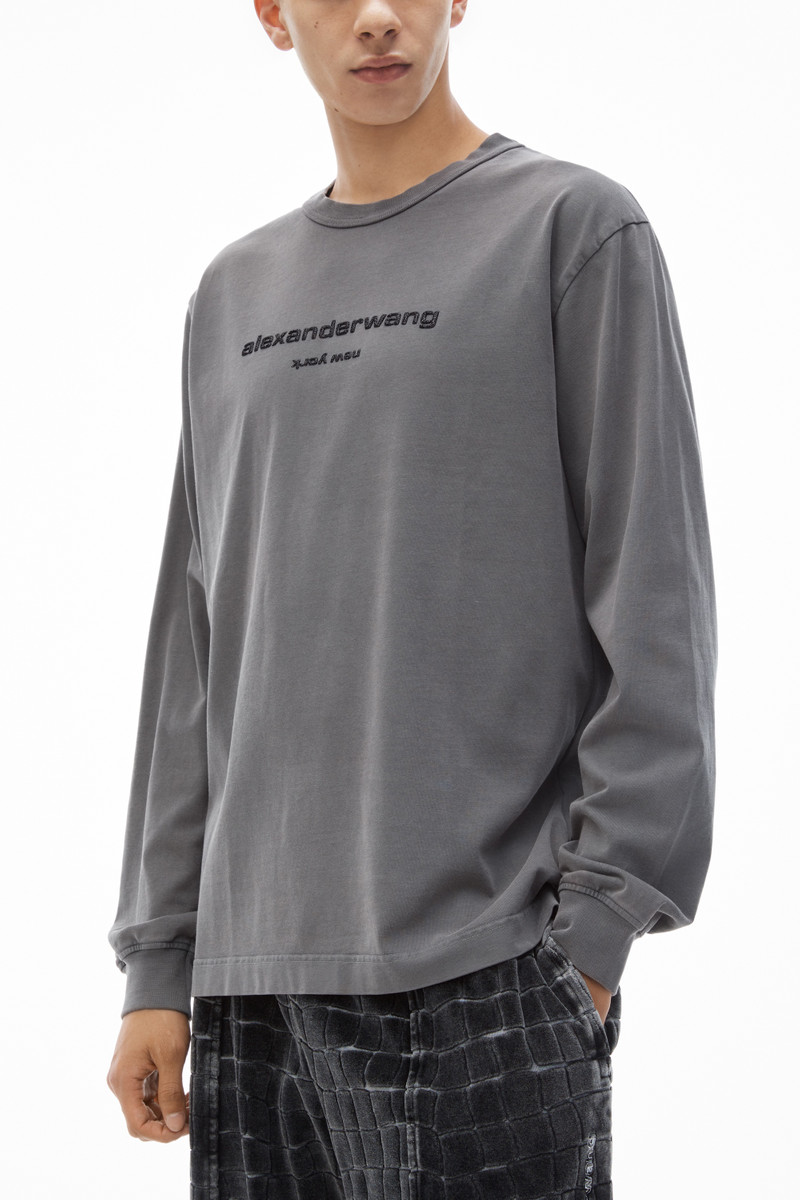 glitter puff logo long-sleeve tee in cotton 3