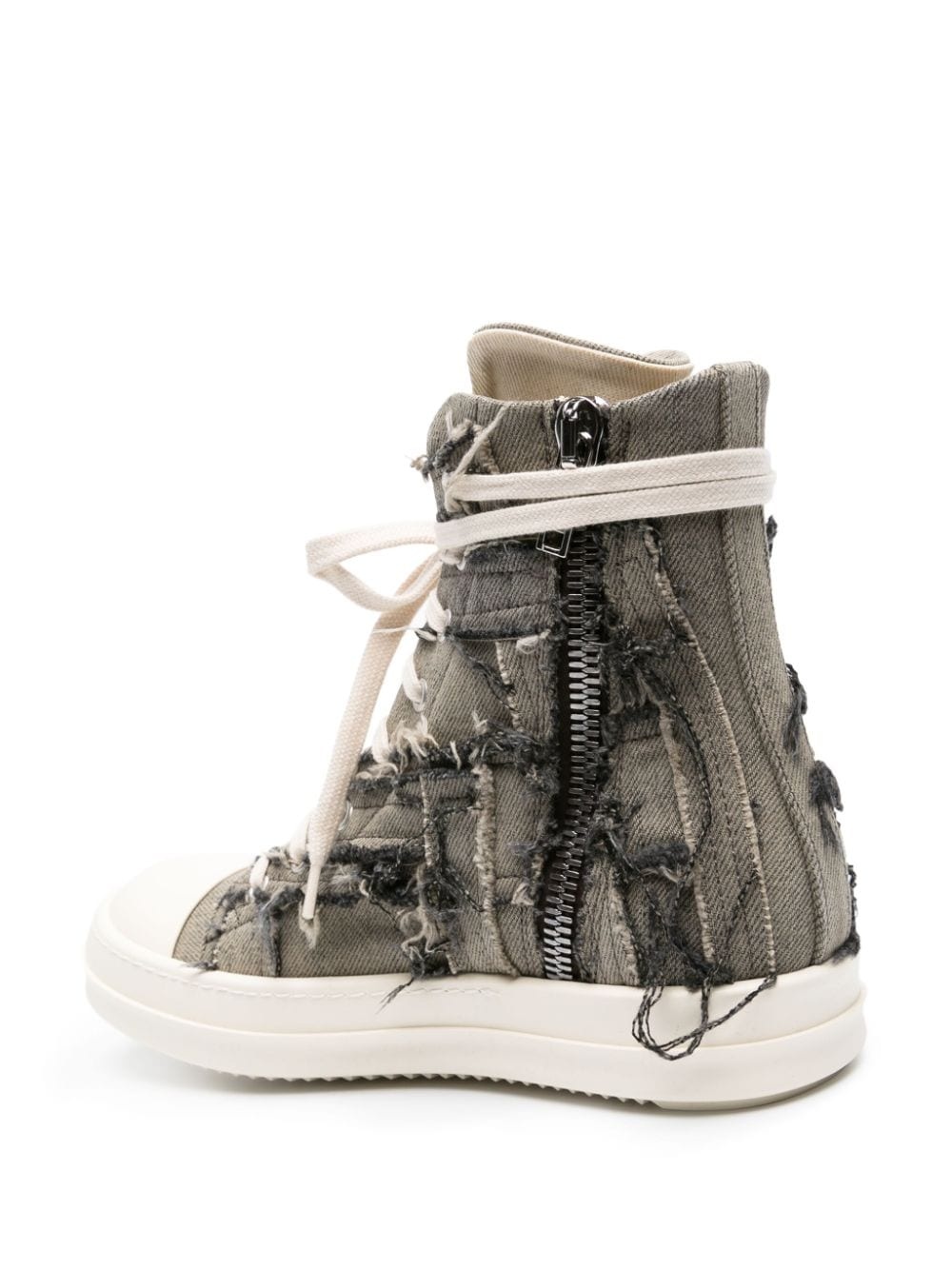 Slashed denim high-top sneakers - 3