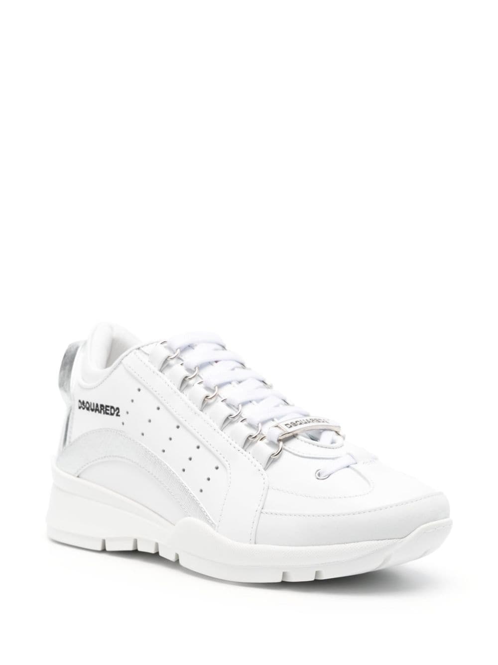 logo-embroidered leather sneakers - 2