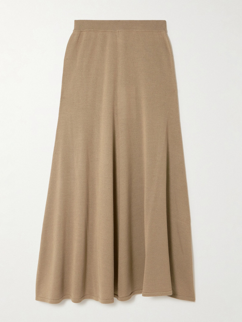Thora Merino Wool And Silk-blend Maxi Skirt 1