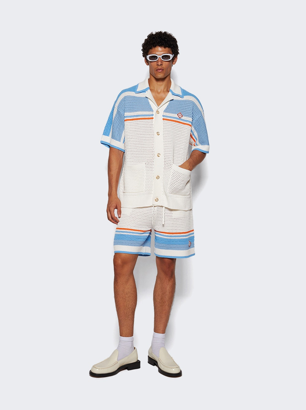 Faux Crochet Shorts Blue - 5